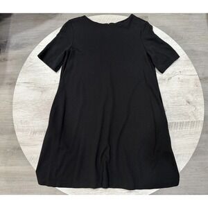 Uniqlo Black Short Sleeve Shift Dress Size S Minimalist Stretchy W/ Pockets